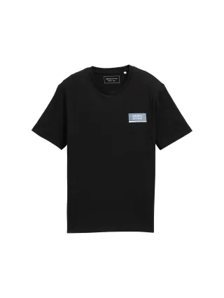 Denim Tom Tailor - Basic T-Shirt mit Logo-Print almost black - Gr. - XXL