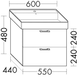 Burgbad Waschtischunterschrank Sys30 PG4 Sana 480x550x440 Anthrazit Hochglanz, WWMJ055F3366 WWMJ055F3366