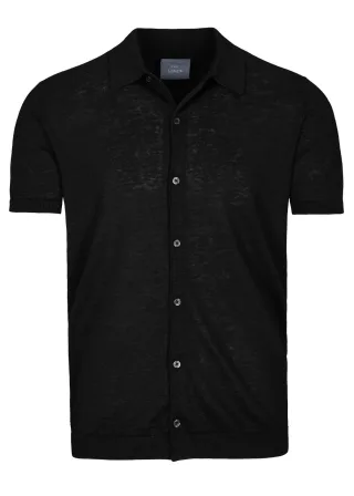 COMMANDER Finest Clothing - Strick Shirt, 1/2 Arm black - Gr. - L