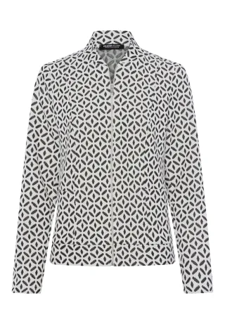 FRANK WALDER - Jacke TIMELESS MODERNITY aus Strukturjersey schwarz/ecru - Gr. - 42