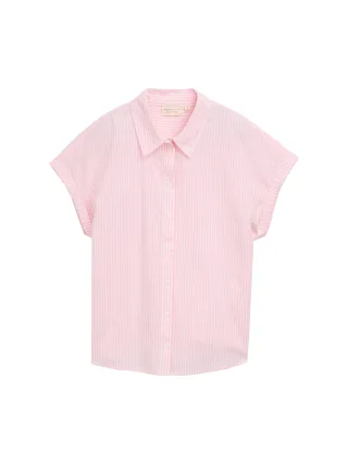 Denim Tom Tailor - Loose Fit Bluse mit Streifenmuster rose white vertical stripe - Gr. - XS