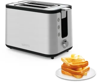 Krups Toaster "KH442D Control Line, 6 Bräunungsstufen, herausnehmbare Krümelschublade" 2 kurze Schlitze für 2 Scheiben 850 W integrierter Gebäck- und Brötchenwärmer, Anhebefunktion