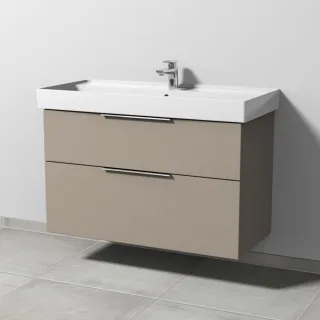 Sanipa 3way Waschtischunterbau zu Villeroy & Boch Collaro Waschtisch mit 2 Auszügen, Sandgrau-Matt UF83767