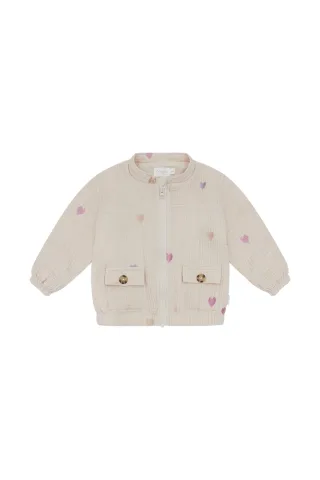 Leevje Musselinjacke mit Herzstickerei - Cappuccino 110/116