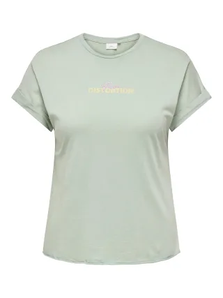 ONLY CARMAKOMA - CARJOZI CAPSL TURNUP O-NECK JRS jadeite - Gr. - L-50/52