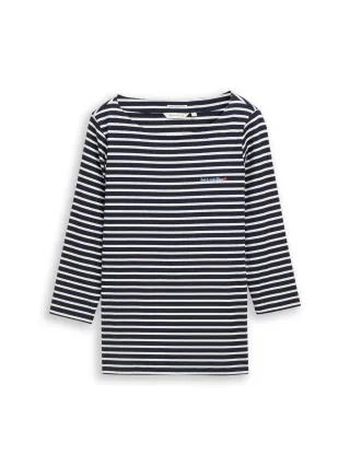 Tom Tailor - Langarmshirt mit Streifenmuster navy blue offwhite stripe - Gr. - M
