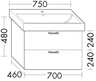 Burgbad Waschtischunterschrank Sys30 PG4 Sana 480x700x460 Sand Ultramatt, WUHX070F5766 WUHX070F5766