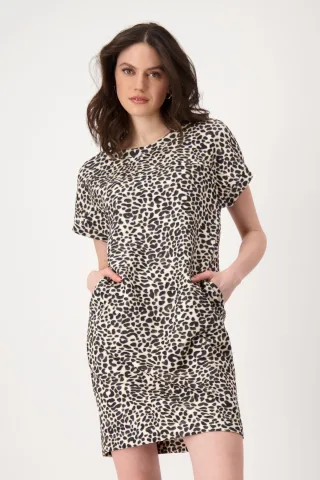 monari - Kleid mit Leomuster coffee bean gemustert - Gr. - 42