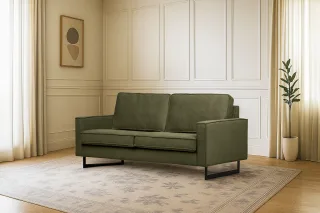 Home affaire 2-Sitzer "Pinto, 166 cm, Cord, Chenille, Lederoptik" mit Keder, schwarze Metallfüße, Wellenunterfederung