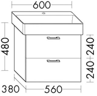 Burgbad Waschtischunterschrank Sys30 PG1 Aqua 480x560x380 Weiß Matt, WWLK056F1719 WWLK056F1719