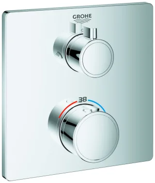 GROHE THM-Brausebatterie Grohtherm 24079 2 Abg. FMS für Rap. SmartBox eckig chrom, 24079000 24079000