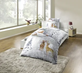 KiNZLER Bettwäsche "Polycotton Flanell Bettwäsche" 2 Stk. besonders weich, Motiv Winterlandschaft