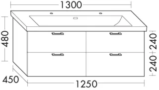 Burgbad Waschtischunterschrank Sys30 PG3 Diago 480x1250x450 Salbeigrau Matt, WXPO125F5966 WXPO125F5966