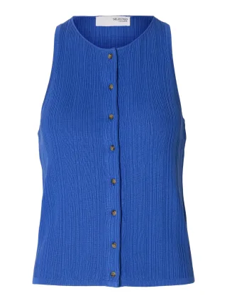 SELECTED WOMEN - SLFTRIXIE SL KNIT BUTTON TOP dazzling blue - Gr. - M