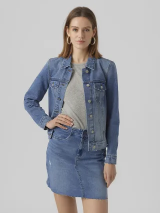 VERO MODA - VMZORICA LS DENIM JACKET MIX GA NOOS medium blue denim - Gr. - M