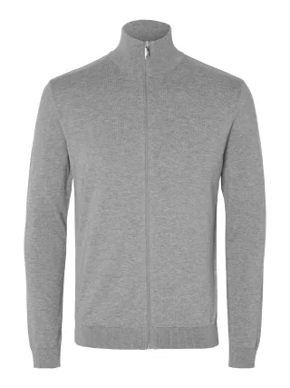 SELECTED MEN - SLMBERG FULL ZIP CARDIGAN NOOS Medium Grey Melange - Gr. - M