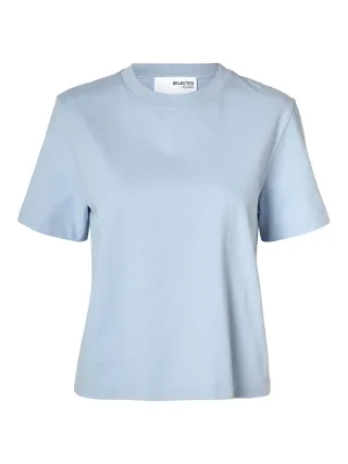 SELECTED WOMEN - SLWESSENTIAL SS BOXY TEE NOOS Cashmere Blue - Gr. - L