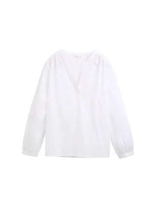 Tom Tailor - Bluse mit Lochstickerei white - Gr. - 40