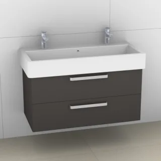 Artiqua 411 Waschtischunterschrank für Vero 045410 mit 2 Armaturbohrungen Stahlgrau, 411-WU2L-D23-71 411-WU2L-D23-7142-88