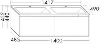 Burgbad Keramik Waschtisch-Set YSO PG2 HGL Eiche Authentic/Alpinweiss, SFIJ141F2184C0001 SFIJ141F2184C0001