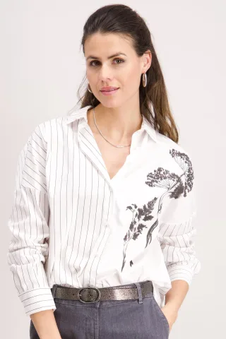 signe nature - Gestreifte Bluse weiß - Gr. - XS