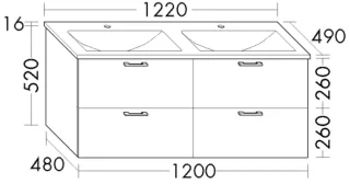 Burgbad Mineralguss Waschtisch-Set Sys30 PG4 Sana Dunkelgrau Hochglanz/Weiß Velvet, SFGO122F3365C00 SFGO122F3365C0037
