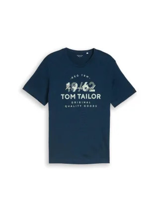 Tom Tailor - T-Shirt mit Logo-Print navy blue petrol injected - Gr. - XL