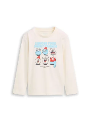 tom tailor kids - Langarmshirt mit Print wool white - Gr. - 92/98