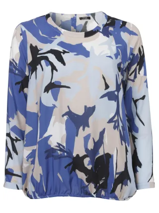 Frapp - Bluse Rundhals 1/1 Arm Druck navy multicolor - Gr. - 48