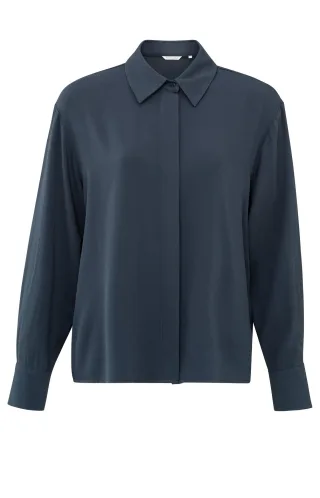 Yaya - Kurze Bluse mit langen Ärmeln blau - Gr. - 42