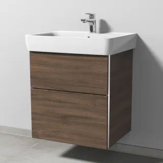 Sanipa 3way Waschtischunterbau zu Geberit Renova Plan Waschtisch mit 2 Auszügen, Eiche-Arizona BR87580