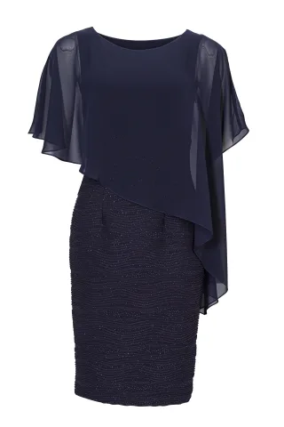 SWING - Cocktailkleid mit Überwurf navy - Gr. - 48