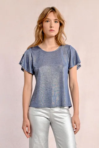 molly bracken - Top mit kurzen Ärmeln blau - Gr. - XS
