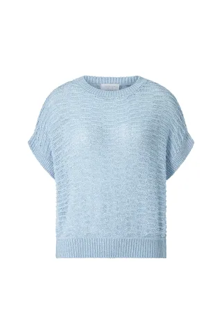 Rich & Royal - sleeveless tape yarn crew-neck cotton blue - Gr. - S