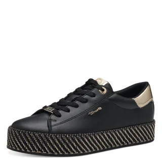 Tamaris - Da.-Schnürer black/gold - Gr. - 37