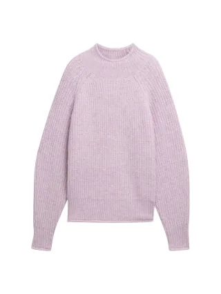 Denim Tom Tailor - Relaxed Pullover mit Stehkragen light lilac melange - Gr. - XS