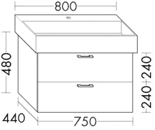 Burgbad Waschtischunterschrank Sys30 PG4 Sana 480x750x440 Eiche Dark Chocolate, WWMM075F6026 WWMM075F6026