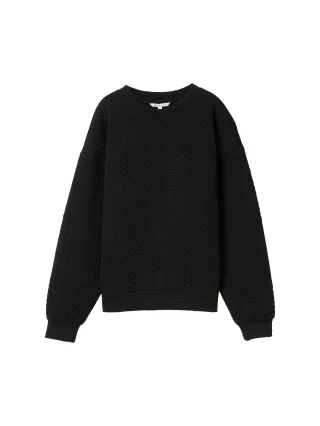 Denim Tom Tailor - Sweatshirt mit Zopfmuster deep black - Gr. - XS