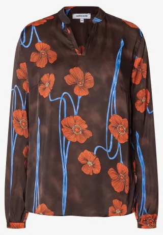 MORE & MORE - Printbluse braun - Gr. - 36