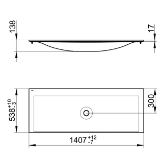 Keuco Keramikwaschtisch Edition 11 31160, B: 1405, H: 17, T: 538 mm, mit Oberflächenversiegelung Cle 31160311400