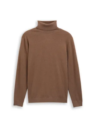 Tom Tailor - Rollkragenpullover mit Kaschmir-Anteil dark taupe melange - Gr. - L