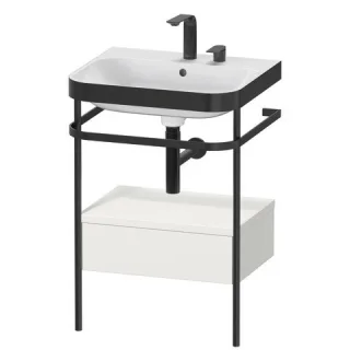 Duravit Happy D.2 Plus c-bonded Set mit Metallkonsole und Schubkasten Nordic Weiß Seidenmatt 575x490 HP4740E3939