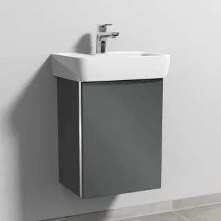 Sanipa 3way Waschtischunterbau zu Geberit Renova Plan Waschtisch mit 1 Tür, Anthrazit-Glanz BS87179