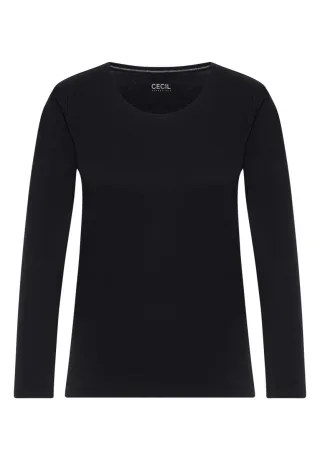Cecil - Basic Langarmshirt blau - Gr. - XS