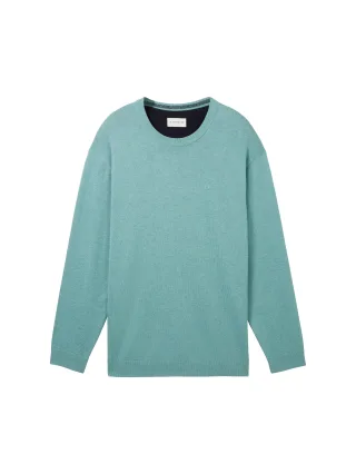 Tom Tailor - Plus Size - Basic Strickpullover soft mint melange - Gr. - 3XL