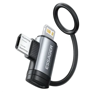 ESSAGER ES-OTG33 2-in-1 OTG Adapter Type-C to iP/Micro USB 3A Fast Charging Data Sync for iPhone/iPad Android Phones