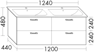 Burgbad Waschtischunterschrank zu Keramik Waschtisch Sys30 PG4 Sana 480x1200x440 Lichtgrau Hochglanz WVNT120F3363