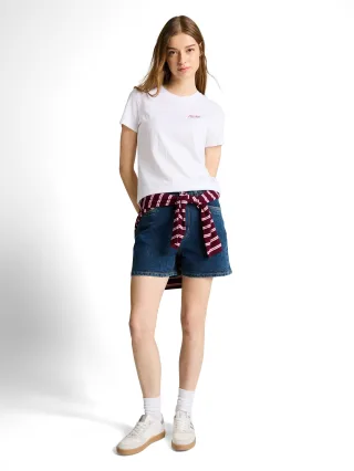Denim Tom Tailor - TTELIN STRAIGHT High Waist Jeans Shorts used mid stone blue denim - Gr. - S
