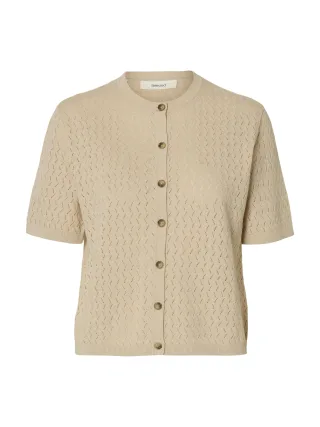 SELECTED WOMEN - SLFMATTIS 2/4 LINEN BLEND CARDIGAN NOOS oatmeal - Gr. - XS