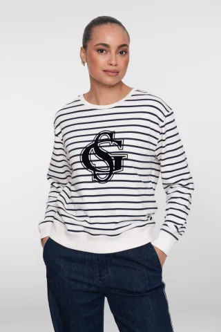 Geisha Fashion Women - Sweat striped navy/off-white - Gr. - L